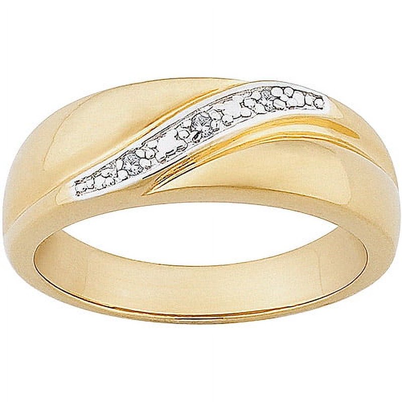 Men's Diamond Accent 14K Gold Over Sterling Silver Wedding Band