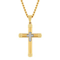 Men's Diamond Accent Stainless Steel Cross Pendant Necklace 24 Inch