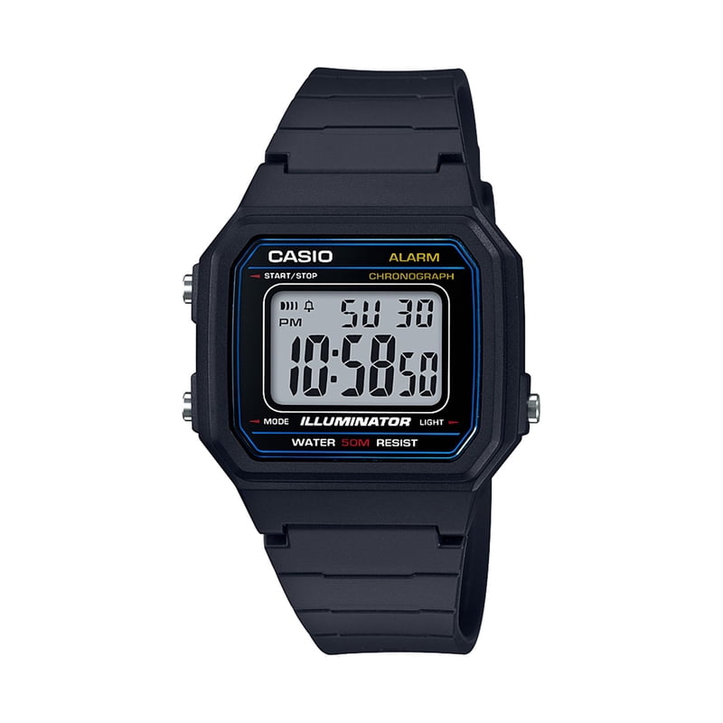 Men's Digital Watch Black Resin Band Casual Timepiece with Alarm & Water Resistance