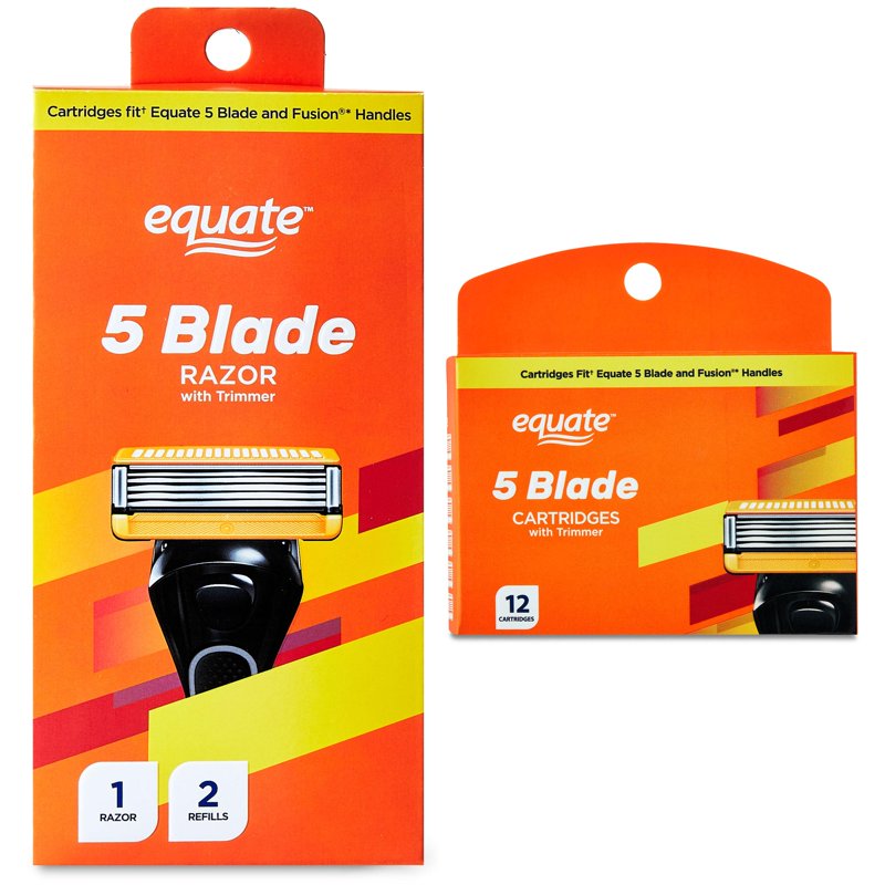 Men's 5 Blade Razor with Trimmer Refill Bundle - Close Shave & Grooming