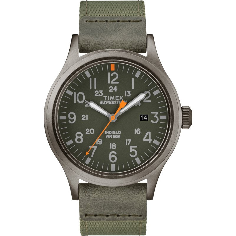 Men's Expedition Scout 40 Green Gray Watch with Leather Nylon Strap