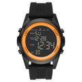 Men's Digital Wristwatch with Silicone Band and Gunmetal Case - Orange Bezel