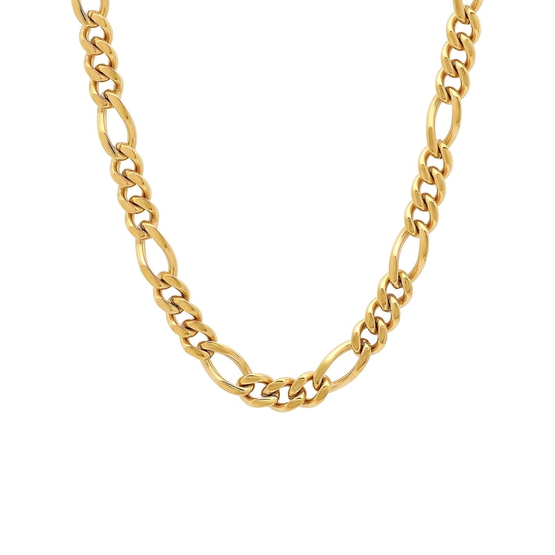Men's Gold-Tone Stainless Steel Figaro Chain Necklace 20-24 Inches