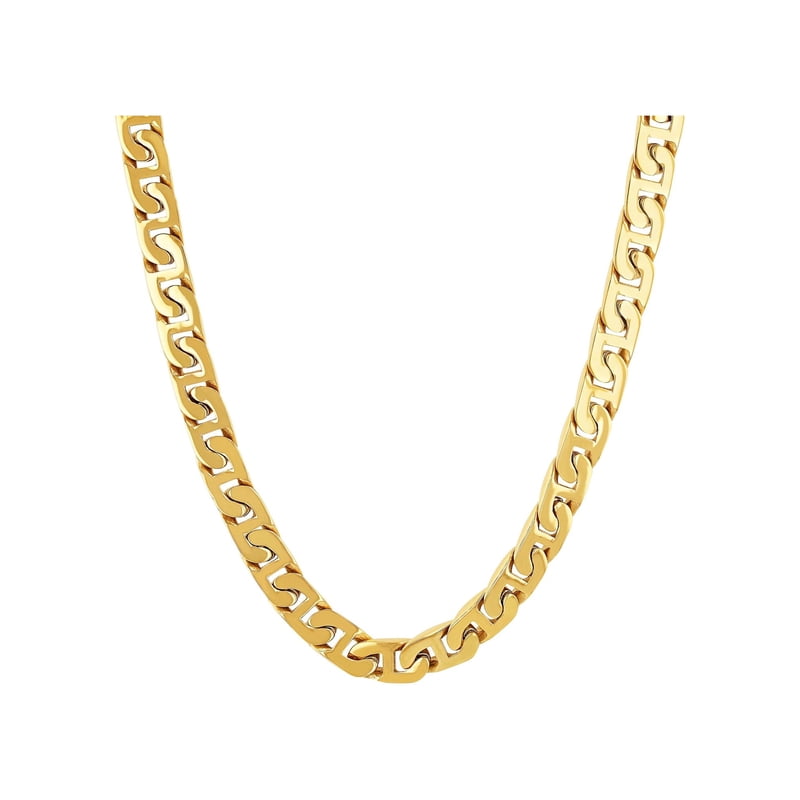 Men's Stainless Steel Mariner Link Necklace 24 Inch Gold & Silver Tones