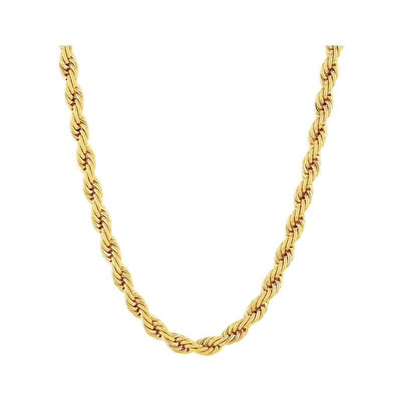 Men's Gold-Tone Stainless Steel Rope Link Necklace 24 Inch Jewelry