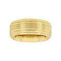 Men's Tungsten Wedding Band 9MM Gold-Tone Grooved Step Edge Durable Ring