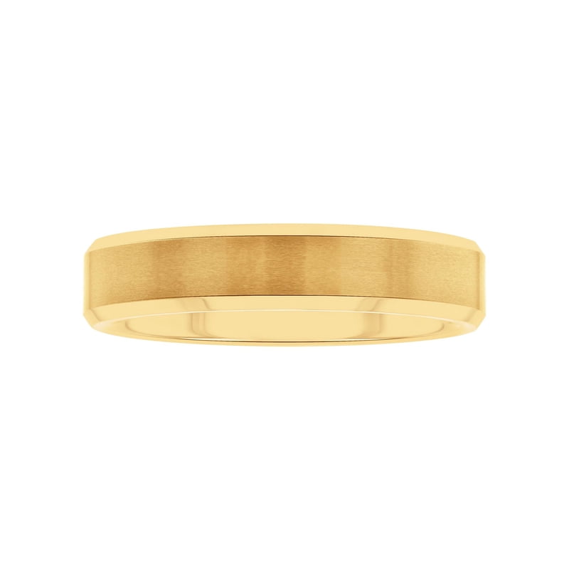 Men's Tungsten Wedding Band 5MM Beveled Edge Gold-Tone Durable Men's Ring