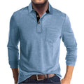 Men's Long Sleeve Cotton Henley Shirt with 3 Buttons - Casual Collared Golf Tee