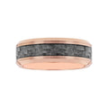 Men's Rose Tungsten Wedding Ring with Carbon Fiber Inlay - Beveled Band