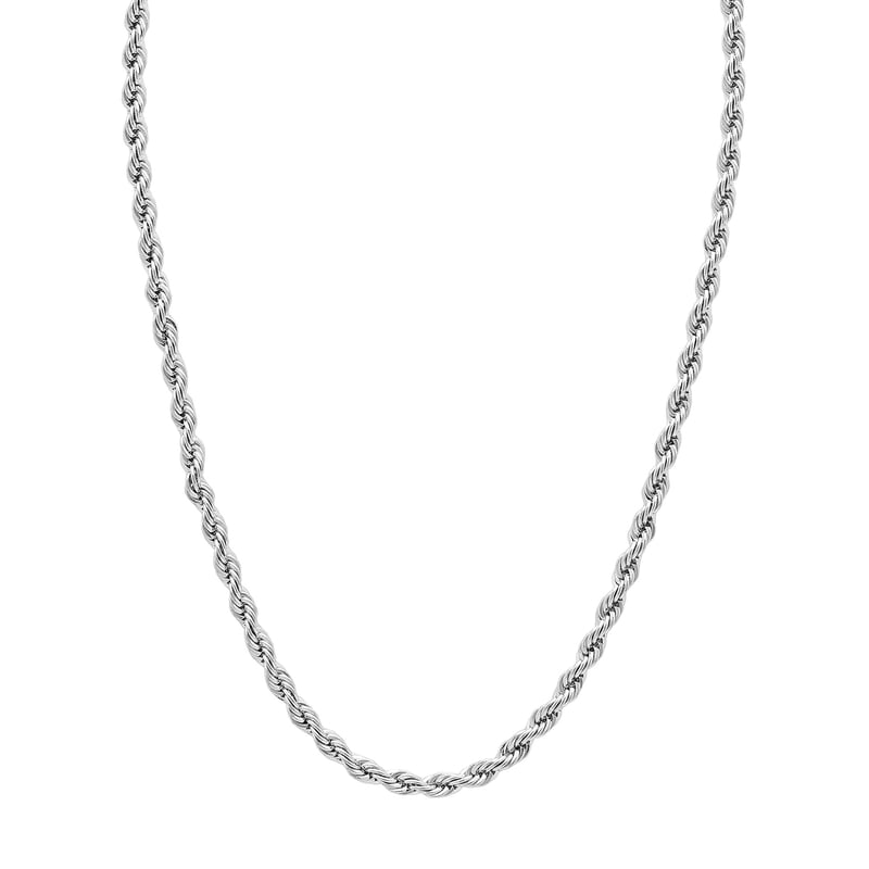 Men's Silver-Tone Stainless Steel Rope Chain Necklace 22 Inch