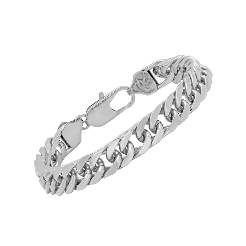 Men's Silver-Tone Stainless Steel Curb Link Bracelet 8.5 Inch - Timeless Men’s Jewelry