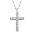 Men's Stainless Steel Cross Pendant with Crystals - Gift for Men