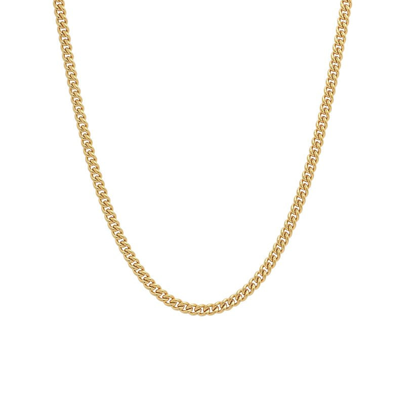 Men's Stainless Steel Gold-Tone 18-Inch Flat Curb Chain Necklace - Unisex Jewelry