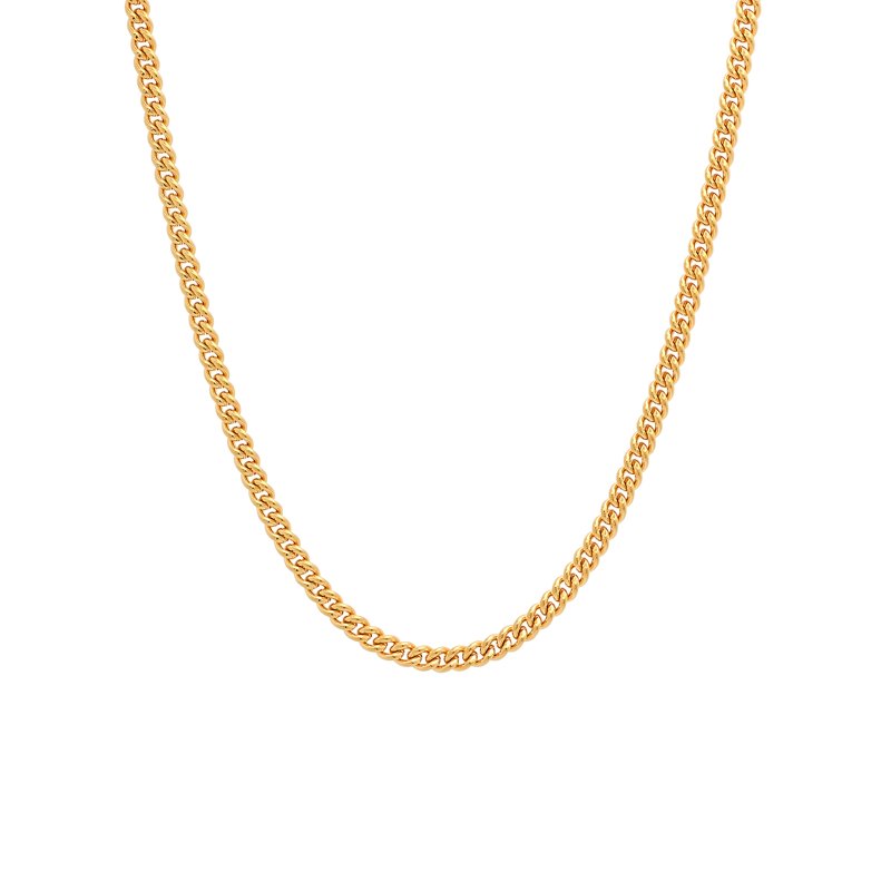 Men's 24-Inch Gold-Tone Stainless Steel Curb Chain Necklace - Hypoallergenic & Tarnish-Resistant