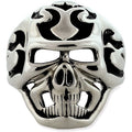 Men's Stainless Steel Skull Ring with Scroll Design - Oxidized Finish, Sizes 10-12