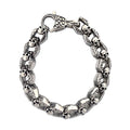 Men's Stainless Steel Skull Chain Bracelet - Oxidized Textured Link Jewelry