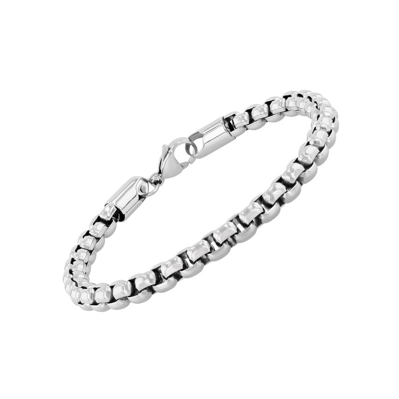 Men's Stainless Steel Square Link Bracelet 8.5 Inches - Silver Jewelry