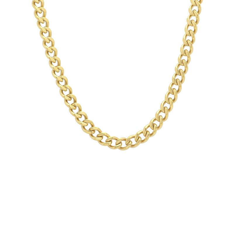 Men's Stainless Steel Yellow Finish Curb Chain - 22 Inch Bold Jewelry