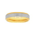 Men's Tungsten Wedding Band 6mm Two-Tone Satin & High-Polish Grooved Ring