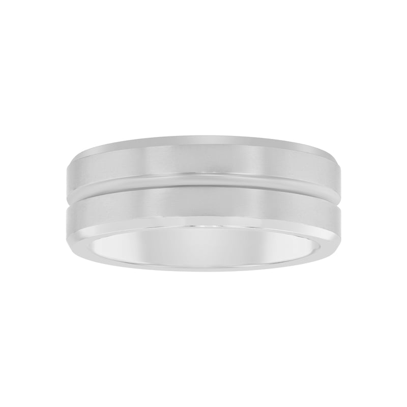 Men's Tungsten Grooved Comfort Fit Wedding Band - 8MM Men's Ring