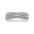 Men's Tungsten 8MM Grooved Comfort Fit Wedding Band - Durable Silver or Black
