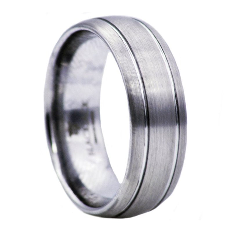 Men's Tungsten Wedding Band Ring - Satin Finish, Beveled Edge, Size 12