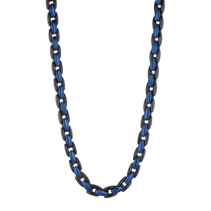 Men's Two-Tone Stainless Steel H-Link Chain Necklace 24 Inches - Modern Jewelry