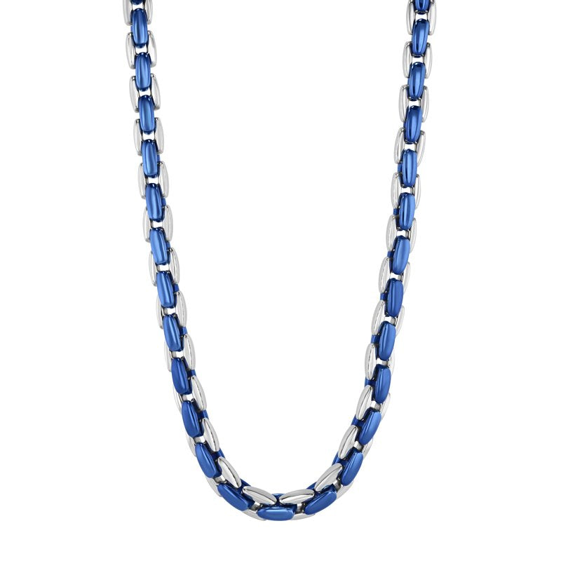 Men's Two-Tone Stainless Steel H-Link Chain Necklace 24 Inches - Modern Jewelry
