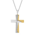 Men's Two-Tone Stainless Steel Cross Pendant with Chain - Faith Jewelry