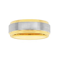 Men's Two-Tone Tungsten Wedding Ring - Satin Step Edge Band, Durable & Modern