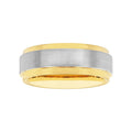 Men's Two-Tone Tungsten Wedding Ring Satin Finish Step Edge - Durable Band