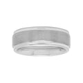 Men's White Tungsten 8MM Comfort Fit Wedding Band - Step Edge Style