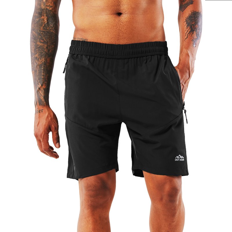 Men's Workout Running Shorts with Zip Pockets - Breathable Quick Dry Fitness Gym Shorts