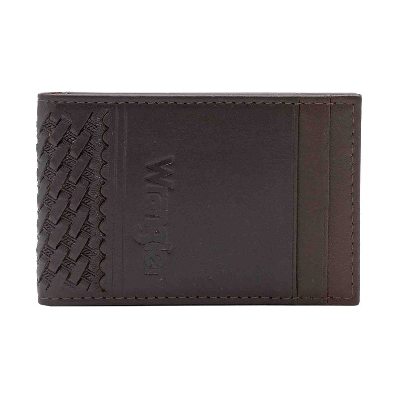 Men's Genuine Leather Wallet with Magnetic Closure and Basket Weave Design