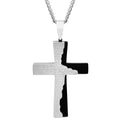 Men's Cross Pendant Necklace with Lord's Prayer - Stainless Steel, Two-Tone