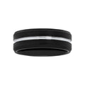 Men's 8mm Tungsten Grooved Comfort Fit Wedding Band - Black Ion Plating