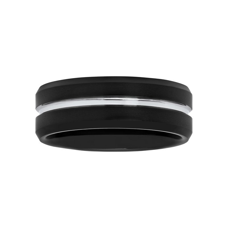 Men's Black Tungsten Comfort Fit Wedding Band 8MM Grooved Ring