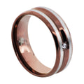 Men's Chocolate Plated Stainless Steel Ring with Cubic Zirconia - Modern Wedding Band
