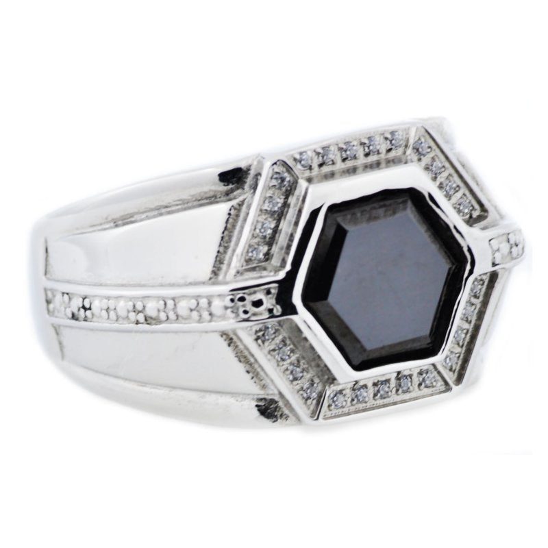 Men's Onyx and Stainless Steel Ring with Cubic Zirconia - Durable Men’s Jewelry