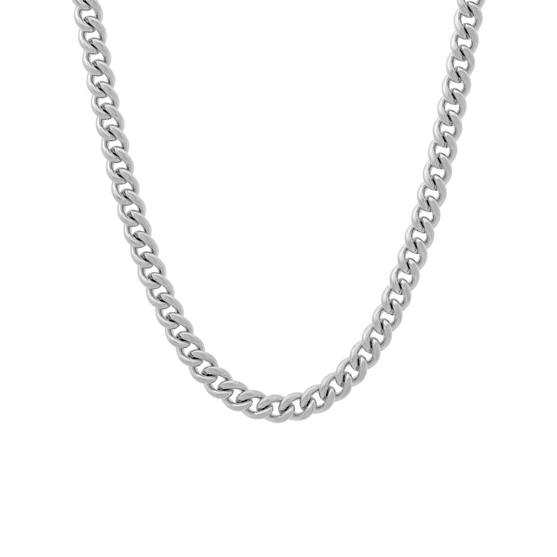 Men's Silver-Tone Stainless Steel Curb Link Necklace - 18 Inch