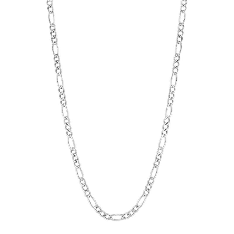Men's Silver-Tone Stainless Steel Figaro Chain Necklace 22 Inch