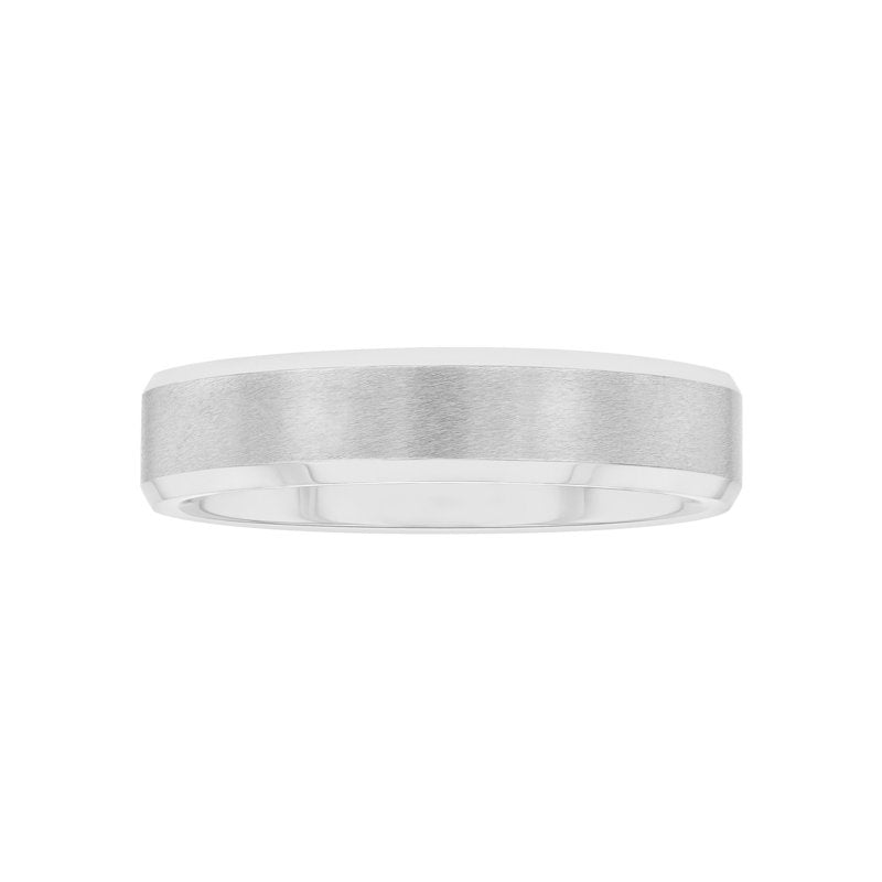 Men's Tungsten Wedding Band 5mm Beveled Comfort Fit Silver-Tone Jewelry