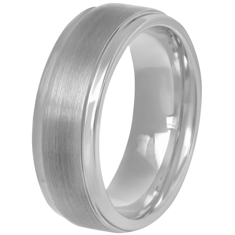 Men's Tungsten Wedding Band 8mm Satin and Polish Finish Durable Ring