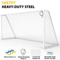 Mersco 16' x 7' Heavy-Duty Soccer Goal Set with Shooting Ring, Stakes & Cones