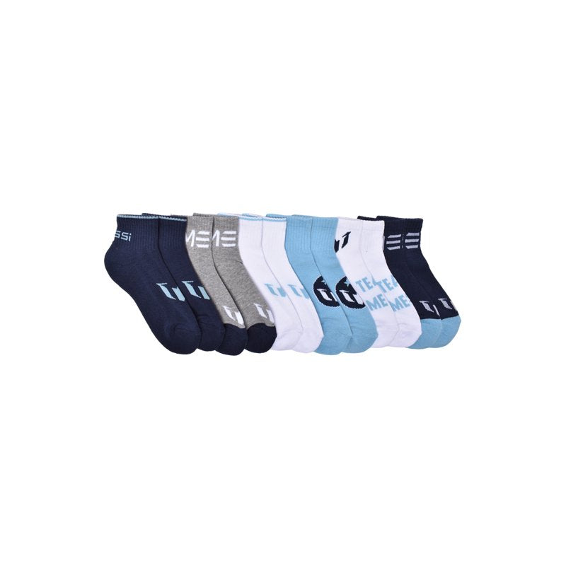 Messi Boys Quarter Socks 6-Pack - Blue M Logo, Size L (Variation of THIS listing)