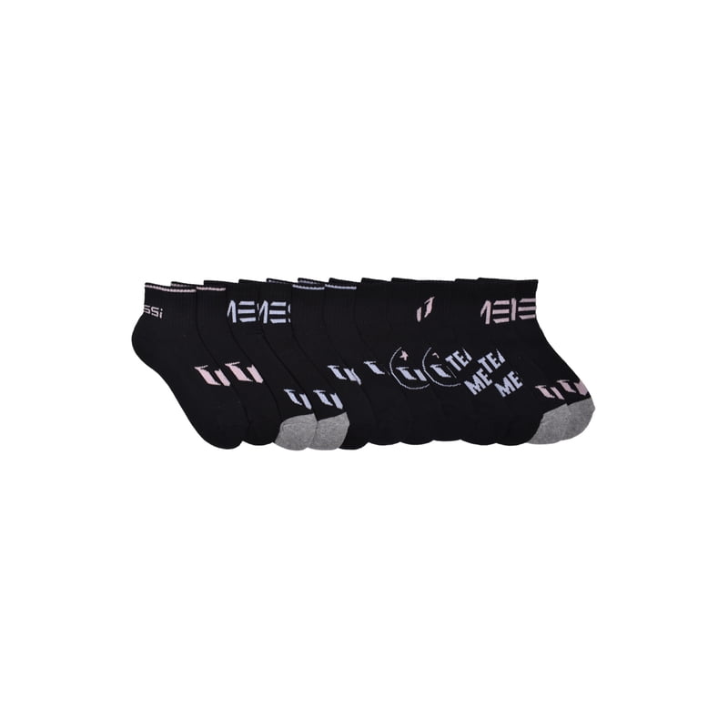 Messi Boys Quarter Socks, 6-Pack - Variation: Black Logo M, L (Size S-L)