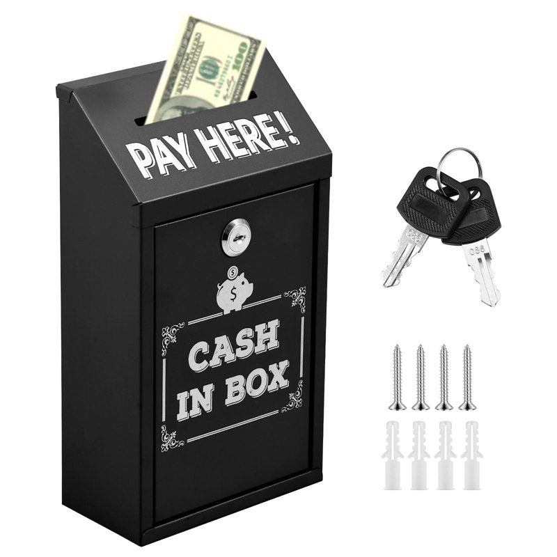 Metal Donation Box with Key Lock Wall Mount Rustproof Suggestion Box
