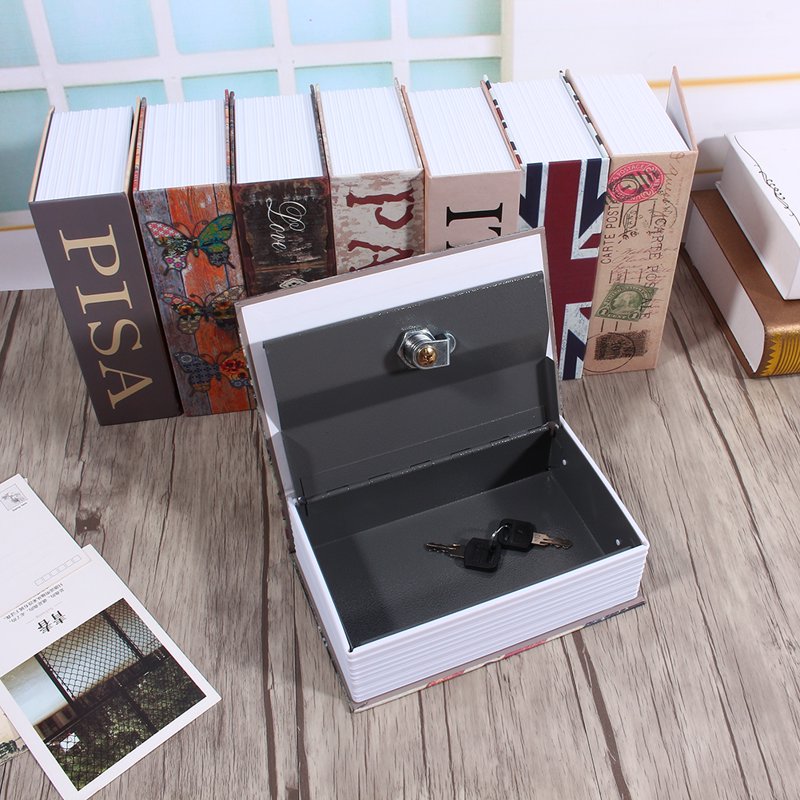 Mini Book Safe Cash Jewelry Security Lock Box - Diversion Safe with Key