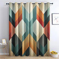 Mid Century Geometric Blackout Curtains for Living Room & Bedroom - 2 Panels, Grommet Top