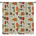Mid Century Geometric Pattern Curtains - Insulated Room Darkening Drapes, 2 Panels